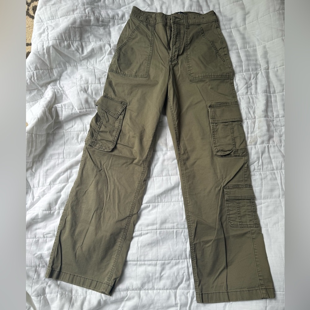Hollister Green Wide Leg Pants with Utility Style